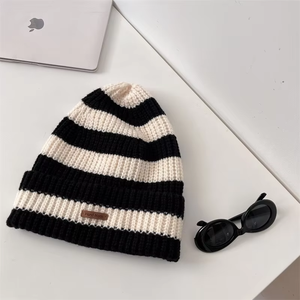 Wholesale Custom Patch Fashion <b>Strip</b> Beanie Jacquard Knitted Caps Beanie Unisex for Men Winter Knitted <b>Hats</b> 2026 - Product Image 5