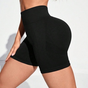 Pantalones cortos de Yoga transpirables de cintura alta para mujer, mallas de lona sin costuras de secado rápido, patrón de logotipo, pantalones cortos de entrenamiento para levantamiento de cadera Plus - Product Image 3