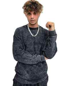 OEM & ODM <b>Men's</b> Custom Acid Wash Sweatshirts Custom Logo Print Heavyweight Crew Neck Sweatshirt for <b>Men</b> - Product Image 2