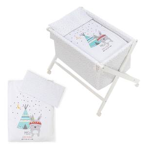 Cuna Moderna X-In de Haya Blanca con Ropa de Cama y Colchón, Modelo TIPI OSO para Bebés y Niños - Product Image 1