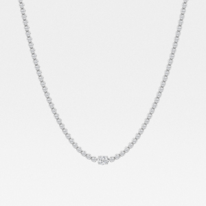 Lujosa joyería hecha a mano de alta 18K oro blanco sólido y corte ovalado laboratorio cultivado diamante estación única collar de tenis mejor para regalos - Product Image 3