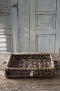 Plateau en rotin tissé à la main-Plateau organisateur polyvalent-Plateau de service en rotin ovale avec poignées - Product Image 2