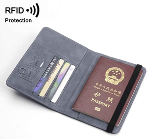 Portefeuille de voyage en cuir Crazy Horse mince à la mode usage quotidien portefeuille de passeport RFID fermeture ouverte fente pour carte de crédit courte longueur - Product Image 2