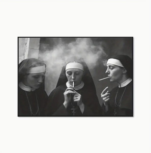 Póster <span class=keywords><strong>de</strong></span> fumar <span class=keywords><strong>de</strong></span> <span class=keywords><strong>monjas</strong></span>, arte en blanco y negro, arte <span class=keywords><strong>de</strong></span> pared Vintage, póster <span class=keywords><strong>de</strong></span> lienzo sin marco - Product Image 3