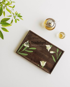 Tradebyd ถาดไม้ทันสมัยถาดเสิร์ฟเป็นมิตรต่อสิ่งแวดล้อมสำหรับห้องครัวโรงแรมบ้านงานแต่งงานงานเลี้ยงและรับประทานอาหารทุกวัน - Product Image 4