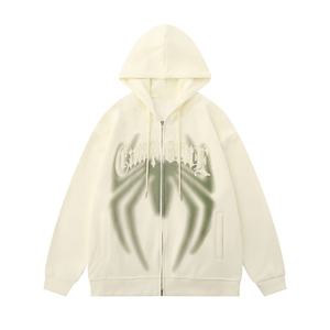 American Wholesale Retro-Patch Spider-<b>Cardigan</b> <b>Men</b> And Women Autumn Loose-Oversize <b>Hooded</b> Heavyweight Hoodie - Product Image 2
