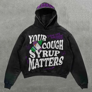 Latest Design Screen Printed Oversized <b>Hoodie</b> for Men's New Trendy Black Color Screen Printed Drop Shoulder <b>Thermal</b> <b>Hoodie</b> - Product Image 2