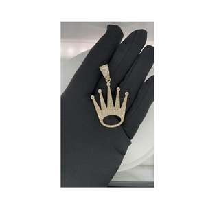 Pendentif luxueux en argent 925 plaqué or, forme de couronne, style hip-hop tendance, unisexe, pour homme, à porter au quotidien, cadeau, fête - Product Image 2