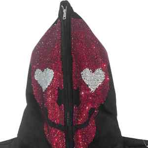 Sweat à capuche personnalisé avec des cristaux scintillants, décoré de strass, en polaire chaud, élégant, streetwear d'hiver, confortable, style unique et tendance - Product Image 4