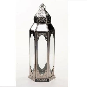 Metal and <b>Glass</b> Candle <b>Lantern</b> Hanging Decoration Moroccan <b>Lantern</b> Attractive Design Handmade for Eid Decorative - Product Image 1