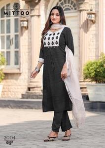 Elegante Conjunto de Kurti de Rayón Estampado con Pantalón y Dupatta para Mujer, Ropa Étnica de Invierno para Fiestas, Servicios OEM ODM Disponibles, Secado Rápido - Product Image 3