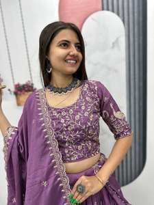 Chinon tissu longueur au sol traditionnel Lehenga Choli pour les femmes fil complexe broderie brodé Dupatta pour la fête - Product Image 3