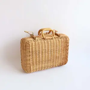 Vintage storage trunks handheld kids suitcase child travel bag kids kid carry on rattan luggage