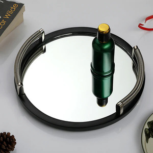 Bandeja de esencia brillante, mesa de centro de Metal, bandeja para servir, decoración de boda para el hogar, precio de fábrica, nuevo diseño, bandeja elegante con mango de Metal - Product Image 2