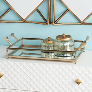 Plateau de service octogonal en or élégant avec design moderne et poignées élégantes, parfait pour la décoration intérieure et les besoins de divertissement - Product Image 3