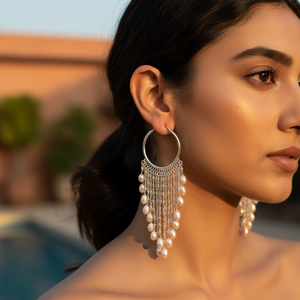 Pendientes de Perlas de Agua Dulce Plateadas, Modernos y Religiosos, Hipoalergénicos, Elegantes, con Borlas, Joyería de Perlas, Regalo de Boda para Mujer, Uso Diario - Product Image 1