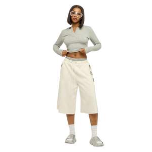 New Arrivals Hot Sale Casual Solid Breathable Slim Fit Yoga Sports <b>Henley</b> Crop Top Skin Friendly Luxury <b>Women</b> <b>Henley</b> Waffle Top - Product Image 3