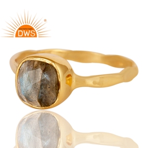 Best Selling Sterling Silver 18K Gold Plated Natural <b>Labradorite</b> Gemstone Stackable <b>Ring</b> Custom Jewelry Manufacturer - Product Image 2