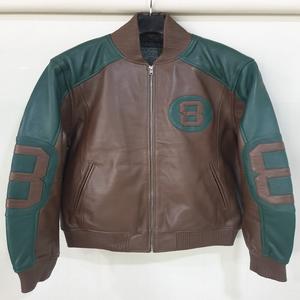 Chaqueta de Cuero Varsity Vintage de Alta Calidad, Corte Ajustado, Larga, con Logos Personalizados en Chenilla, Estilo Invernal - Product Image 1