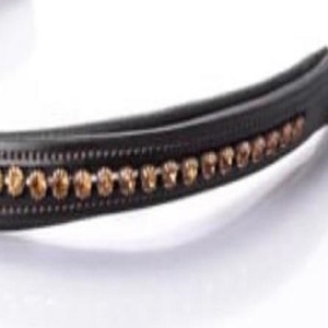 Personalized Golden Crystals Diamante <b>Chain</b> Mega Bling Inlaid Empty Channel Leather Horse brow band in All Custom Sizes & Shapes - Product Image 2