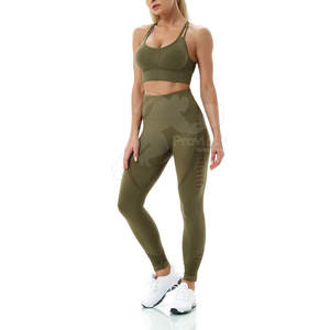 Gimnasio de alta calidad Fitness Conjunto de yoga sin costuras Mujeres 2 piezas Conjunto de yoga sin costuras Deportes Gimnasio Desgaste Conjunto de yoga - Product Image 5