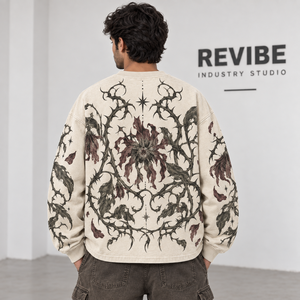 Camiseta de Manga Larga Oversize para Hombre, Estilo Industrial, Algodón Grueso, Diseño Gráfico, Impresión DTG Personalizada, Fabricante OEM - Product Image 2
