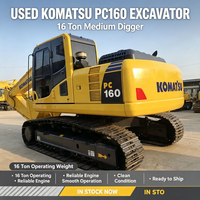 Excavatrice sur chenilles Komatsu PC160, 16 tonnes, compacte, hydraulique, d'occasion, du Japon, pour travaux de construction et terrassement municipal