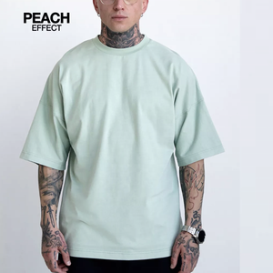 T-shirts en coton épais pour hommes, coupe ample à épaules tombantes, logo personnalisé, qualité supérieure, longueur longue, col rond, manches courtes, respirant - Product Image 6