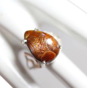 Anillo de mujer de ágata de fuego mexicana Natural, conjunto de bisel en forma de pera de Plata de Ley 925, estilo Vintage de piedras preciosas para fiestas de boda - Product Image 4