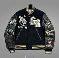Veste universitaire Ghost Riders pour hommes, devant enduit, patchwork brodé, coupe-vent, écologique, vêtements d'hiver