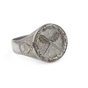 925 Sterling <b>Silver</b> Men's <b>Ring</b> <b>Crossed</b> Swords Motif Rhodium Plated for Everyday Wear Weddings Featuring Zircon Inlay Jewelry - Product Image 5