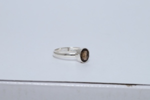 Anillo de Compromiso Unisex de Plata de Ley 925 con Engaste de Bisel, Cuarzo Ahumado, Estilo Clásico Ovalado en Forma de Pera, Acabado de Alta Calidad, Anillo de Terceros - Product Image 6