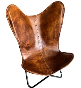 Chaises de salon en cuir Cadre pliant en cuir enduit de poudre de papillon - Product Image 4