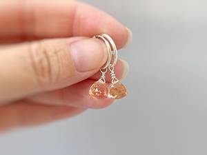 14k Gold Fill Morganite Gemstone 925 Sterling <b>Silver</b> Earrings Women Earrings Morganite Dangle Earring Wholesale Factory Price - Product Image 3
