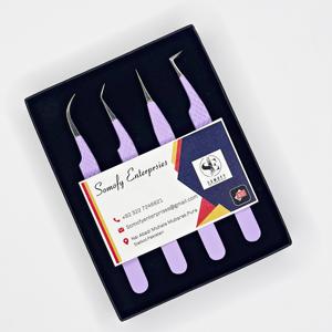 แหนบต่อขนตาสแตนเลสสีม่วงด้าน พร้อมโลโก้ OEM ปลายไฟเบอร์สีเงิน ใหม่ ยั่งยืน ผลิตโดย Somofy Enterprises คุณภาพสูง - Product Image 3