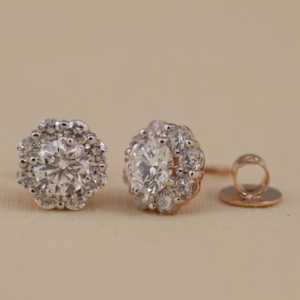 ต่างหูเพชรทรงกลมแบบวงแหวน ประดับเพชรเลี้ยงในห้องปฏิบัติการ เงินสเตอร์ลิง ความใส VS1 เครื่องประดับเพชรสุดหรู - Product Image 4