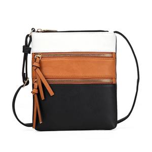 Ladies Crossbody Pu Leather Leisure Pure Color Multifunctional Pocket Double Zipper Vertical Women's Bag Shoulder Bag - Product Image 6