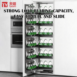 TIANYI Armoire haute intégrée moderne à 6 niveaux avec panier coulissant, organisateur de garde-manger robuste, système de rangement de cuisine interconnecté - Product Image 5