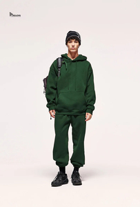 Ensemble de survêtement uni en molleton épais, sweat à capuche et pantalon de jogging, streetwear décontracté, vêtements de sport, broderie, prix bas, sweat à capuche zippé pour homme - Product Image 3