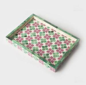 Plateau de service écologique en os et résine, design incrusté, plateau de service de haute qualité pour le petit-déjeuner du Ramadan, rangement de fruits secs, au meilleur prix - Product Image 5