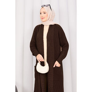 เสื้อคลุมไหมพรมคอปกถักแบบสบายๆ สไตล์ฮิญาบ สำหรับฤดูใบไม้ร่วง - Product Image 6
