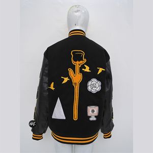 Wholesale High Quality Women's Varsity <b>Jacket</b> Knitted Letter Design Sheep Skin Sleeves Chenille Embroidery <b>Rhinestone</b> Breathable - Product Image 2