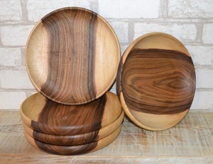 Assiette et vaisselle en bois fruits pour fête de mariage avec vaisselle taille différente et couleur bois naturel - Product Image 2