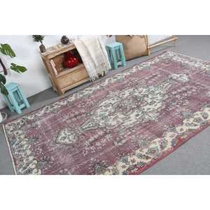 5.6x9.2 ft Rug, Turkish Vintage Rug, <b>Red</b> <b>Wool</b> Rug - Product Image 3