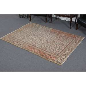 Alfombra clásica de lana de retazos beige y naranja, 4,8x7,1 pies, pasillo Rectangular turco para entrada, sala de estar, alfombra de látex para cabecera - Product Image 2