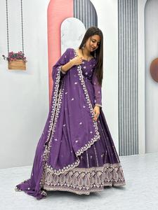 Robe de travail de séquence de 7mm de broderie lourde de qualité supérieure et ensemble Dupatta pour femmes vêtements de mariage à vendre - Product Image 2