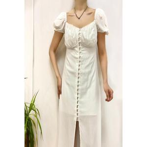 Vestido midi tejido blanco con cuello princesa y cintura natural - Elegante para fiestas - Product Image 2