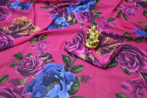 El último diseñador étnico Georgette Saree La mayoría de las tendencias Ropa de fiesta Bordado alto Encaje Trabajo Impresión digital Hermosa Sari - Product Image 4