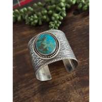 Bracelet manchette tendance en turquoise Yazzie Kingman et argent sterling Stanford