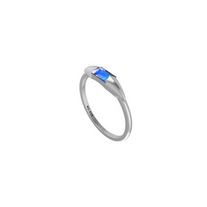 Anillo de Plata de Ley 925 con Acabado de Alta Calidad, Engaste de Bisel, Piedra Lunar Arcoíris, Forma de Baguette, Clásico, para Bodas, Fiestas, Moderno - Product Image 4